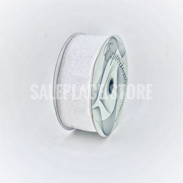White Wired Glitter Ribbon for Chrsitmas Decor as well as homecoming mums and weddings.
