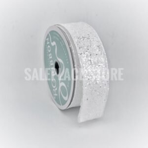 White Wired Large Glitter Flake Ribbon for Chrsitmas Decor as well as homecoming mums and weddings.