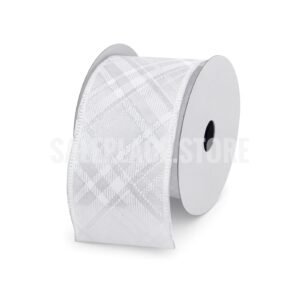 Ribbon - Wired Glitter Argyle Ribbon - 2.5"x10 yards (#40) - White