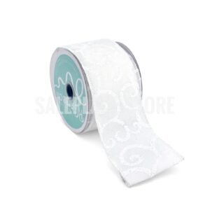 Ribbon - Wired Glitter Vine Design Ribbon - 2.5"x10 yards (#40) - White