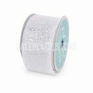 Ribbon - Wired Large Glitter Flakes Ribbon - 2.5"x10 yards (#40) - White