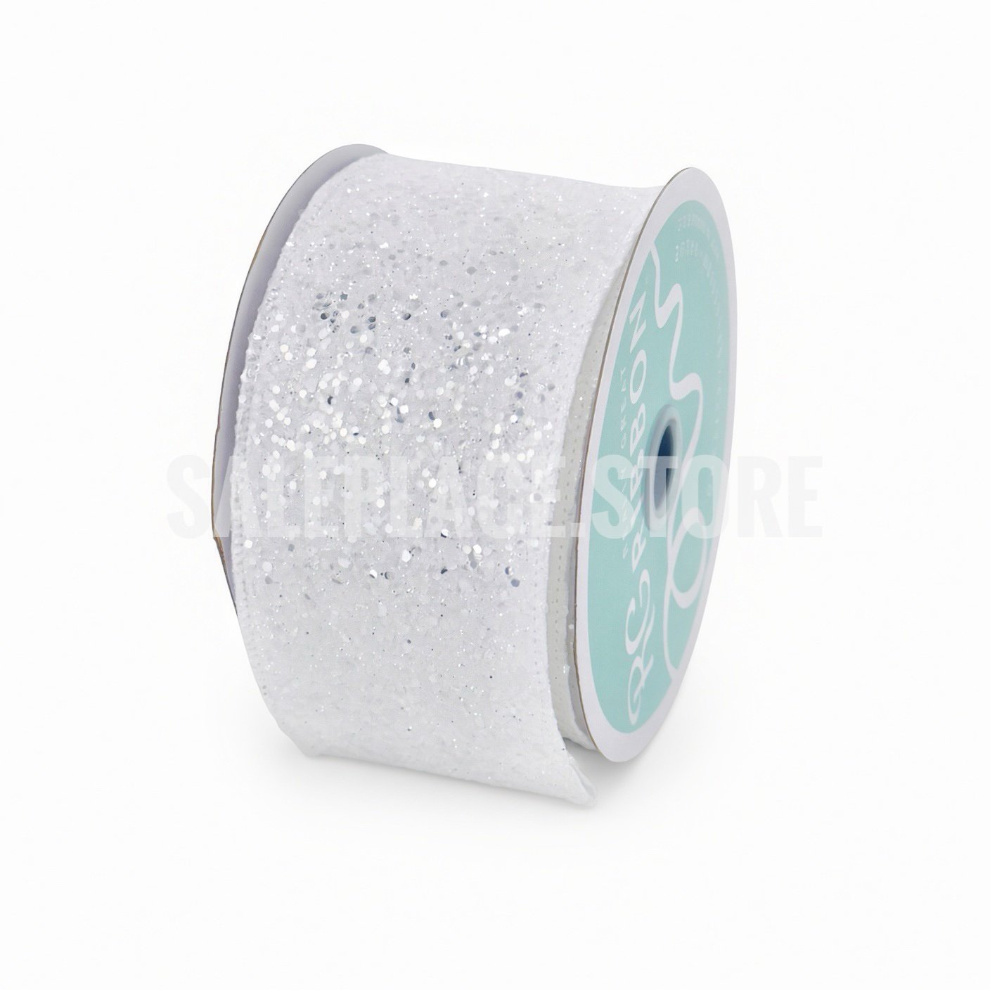Ribbon - Wired Large Glitter Flakes Ribbon - 2.5"x10 yards (#40) - White
