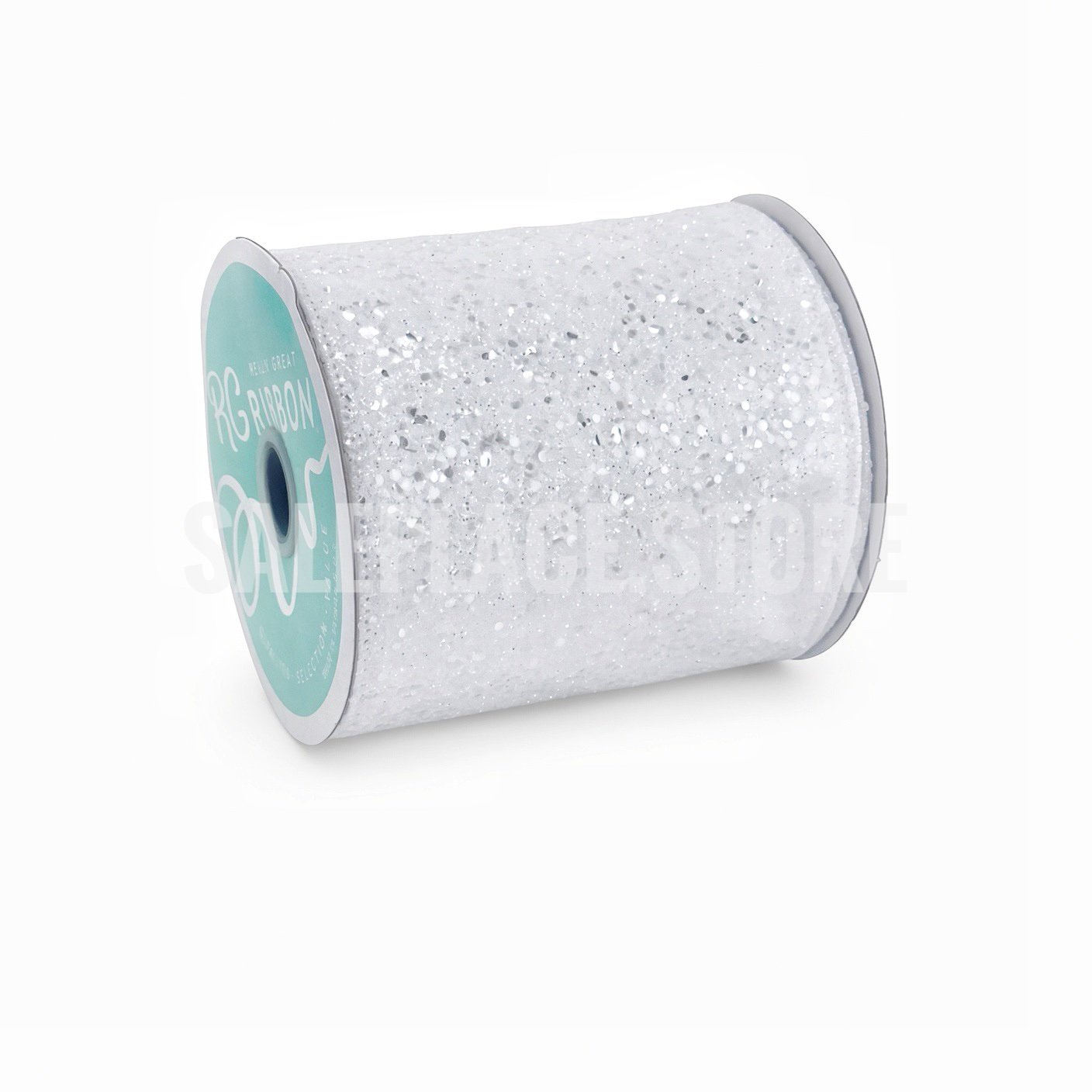 Ribbon - Wired Large Glitter Flakes Ribbon - 4"x10 yards (#100) - White