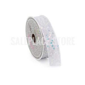 Ribbon - Sheer Iridescent Sequin Ribbon - 1"x10 yards (#5) - White