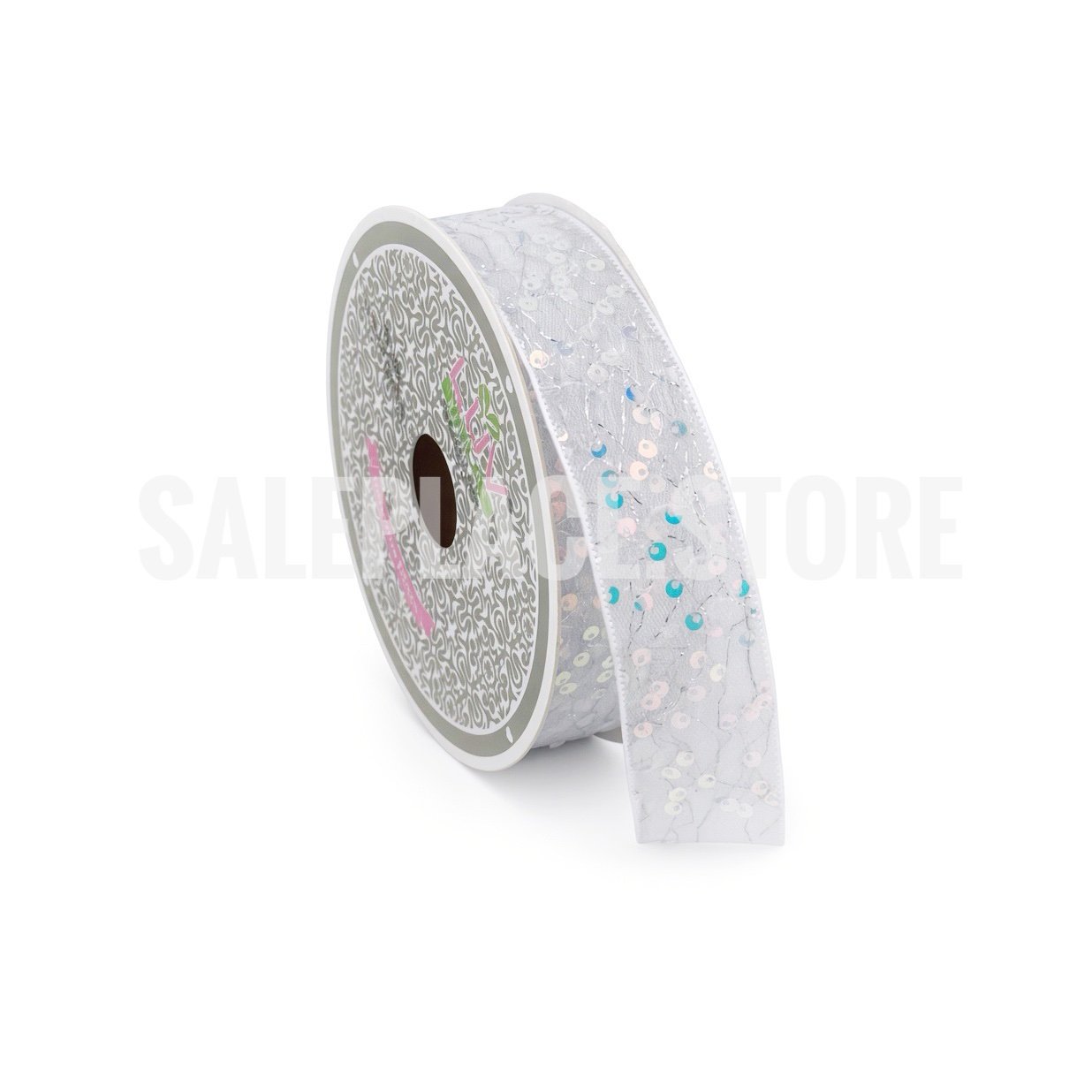 Ribbon - Sheer Iridescent Sequin Ribbon - 1"x10 yards (#5) - White