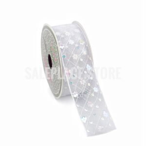 Ribbon - Sheer Iridescent Sequin Ribbon - 1.5"x10 yards (#9) - White