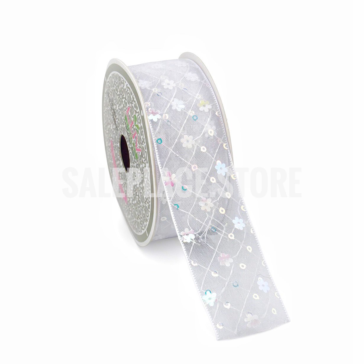 Ribbon - Sheer Iridescent Sequin Ribbon - 1.5"x10 yards (#9) - White
